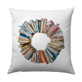 Book Wreath Pillow, Book Lover Gift, Reading Nook Decor, Literary Pillow, Home Decor, Bookish Gift, Teacher Pillow, Gift For Librarian - Tawshia